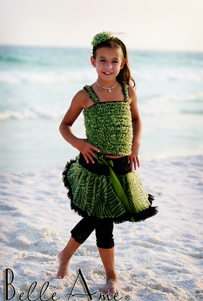 Пышная мини-юбка «зелёная зебра»