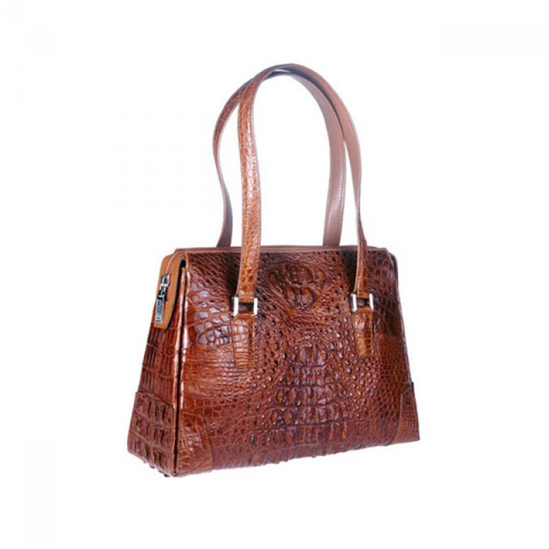 Сумка женская из кожи крокодила цвет кофе