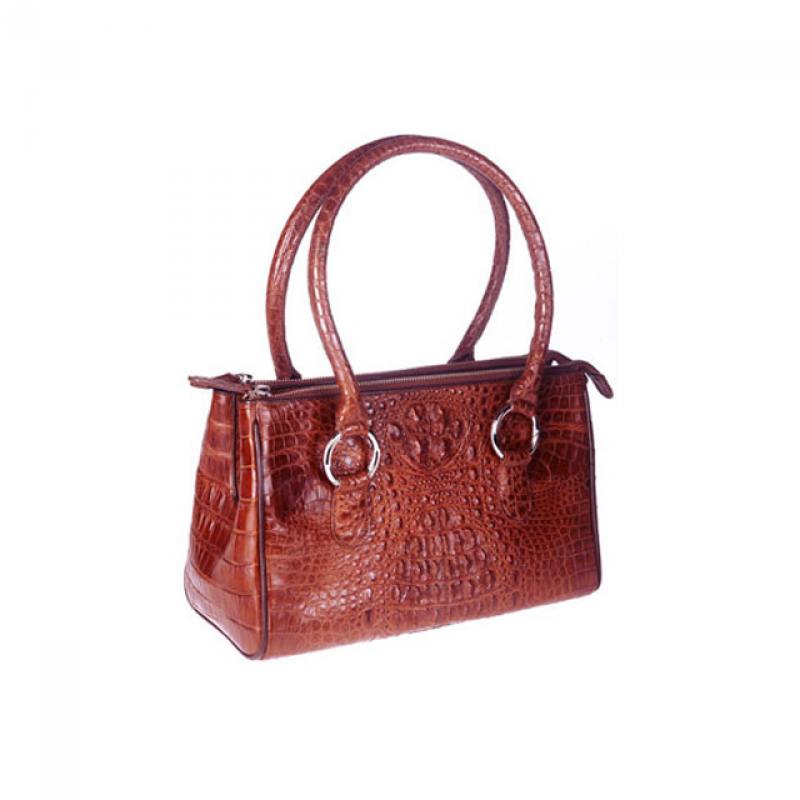 Женская сумка из кожи крокодила цвет кофе