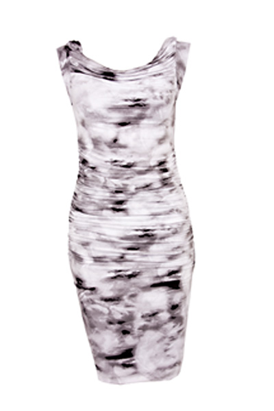 Коктейльное платье «Serenity» с эффектным принтом и драпировкой