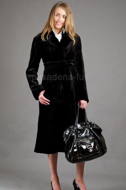 Шуба из черной щипанной полированной норки СHANTAL