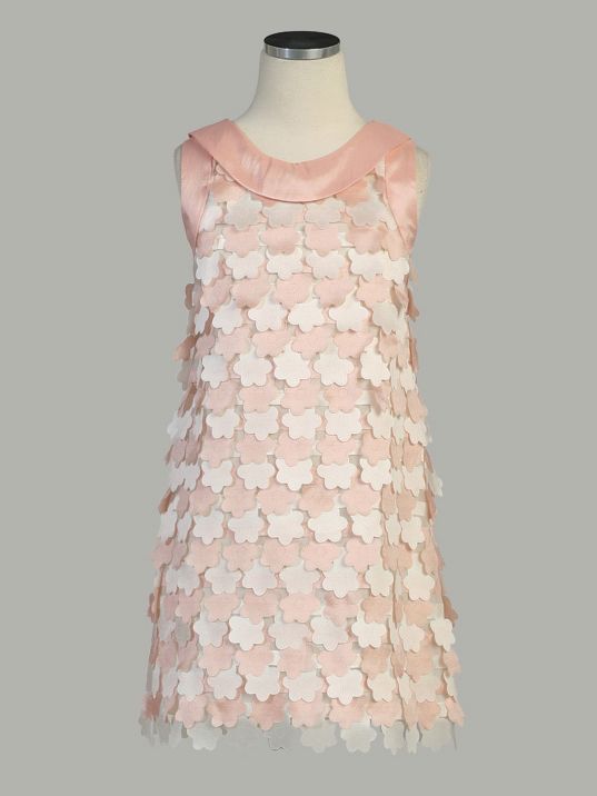 Розовое прямое платье "Цветочки"