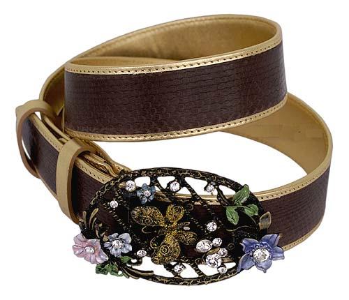 Женский ремень из кожи змеи, пряжка со стразами 023