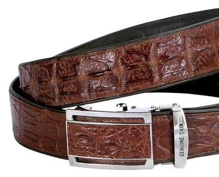 Мужской ремень крокодил кофе 120