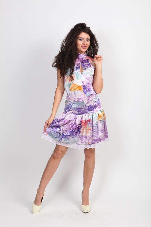 Летняя шелковая юбка с кружевом