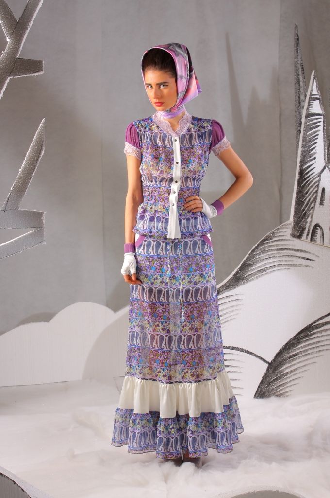 Юбка Бирюзовые цветы длинная пышная