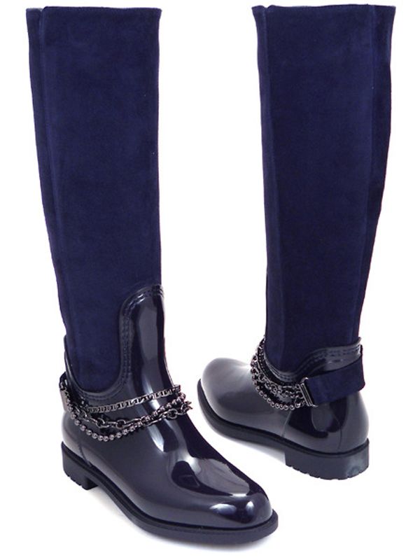 Изысканные осенние сапоги из замши и эластичной резины