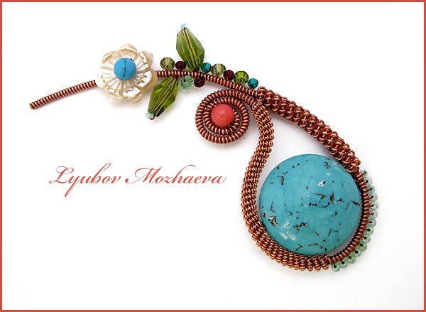 Брошь "Перо Жар-птицы"