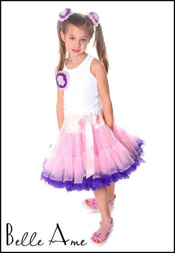 Пышная юбка розовая с оборками синего цвета