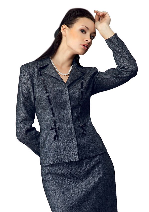 Темно-синий жакет, декорированный лентой