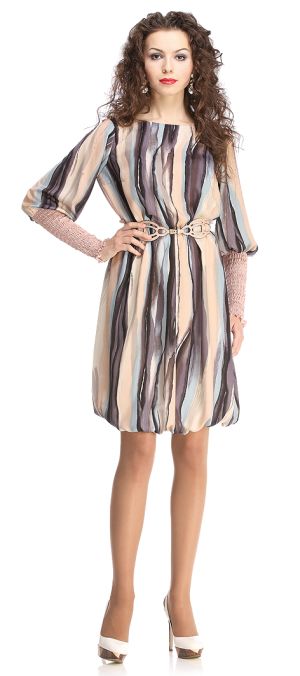 Шикарное платье-баллон с оригинальными рукавами