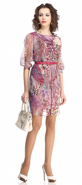 Яркий костюм – платье и туника