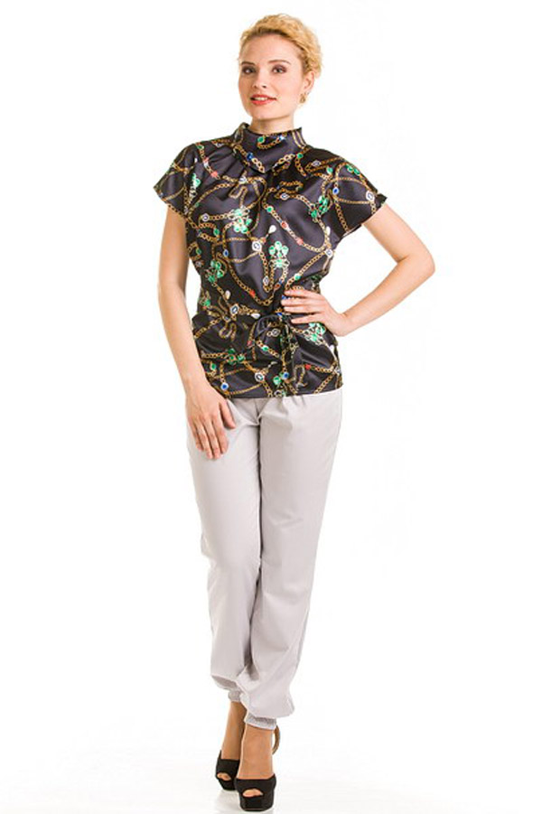 Блузка с эффектным "драгоценным" принтом