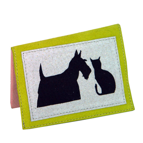 Обложка для паспорта "Кошки -Собачки" желтого цвета