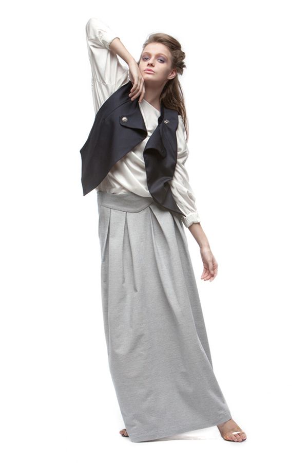 Длинная юбка с элегантными веерными складками