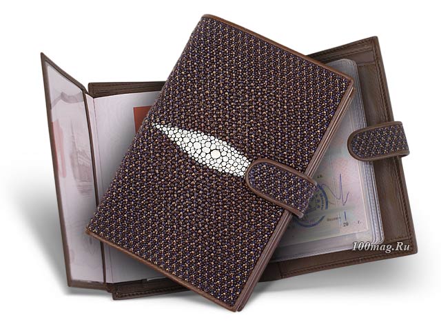 Мужское портмоне серо-фиолетовое