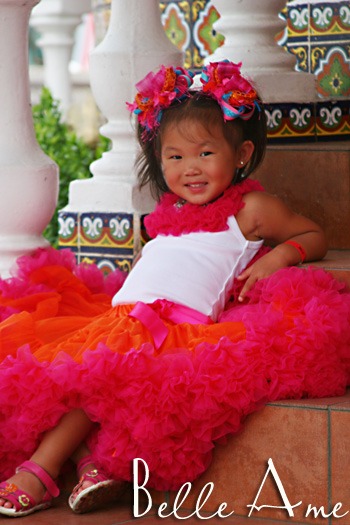 Американская пышная юбка красно-оранжевая