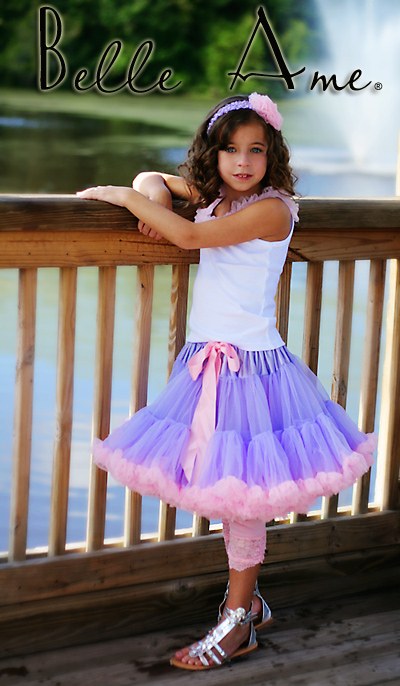 Американская пышная юбка лавандовая с розовым