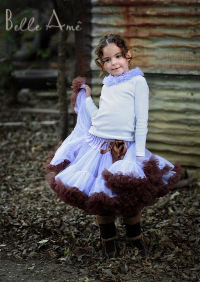 Пышная лавандовая юбка с коричневой опушкой