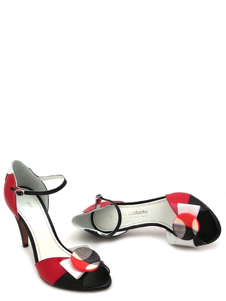 Туфли на шпильке бело-красно-черные