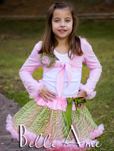 Мини-юбка зелёная зебра с розовой опушкой