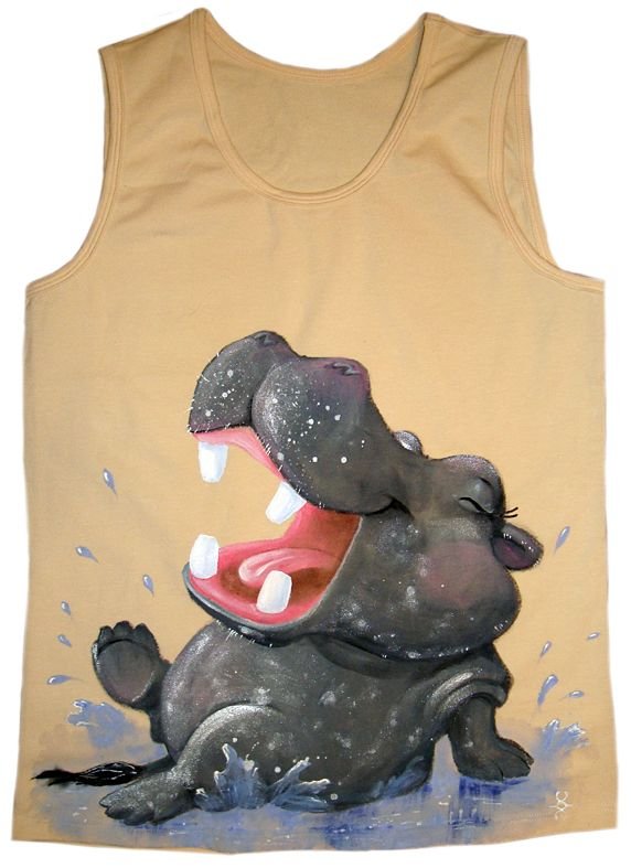 Авторская футболка "Бегемотик в луже"