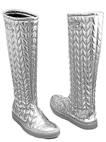 Демисезонные сапоги серебристые
