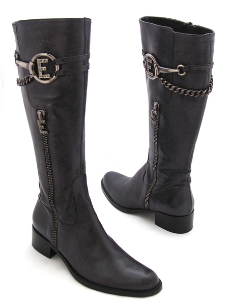 Осенние сапоги кожаные серые