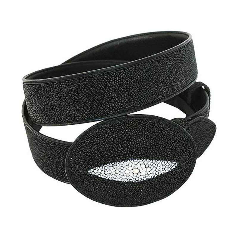 Ремень женский из кожи ската черный 020