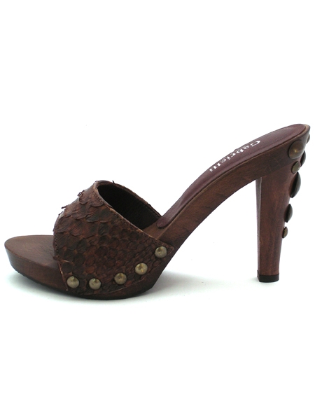 Сабо темно-коричневые на деревянной подошве