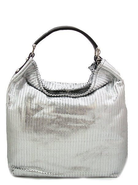 Сумка серебряная кожа