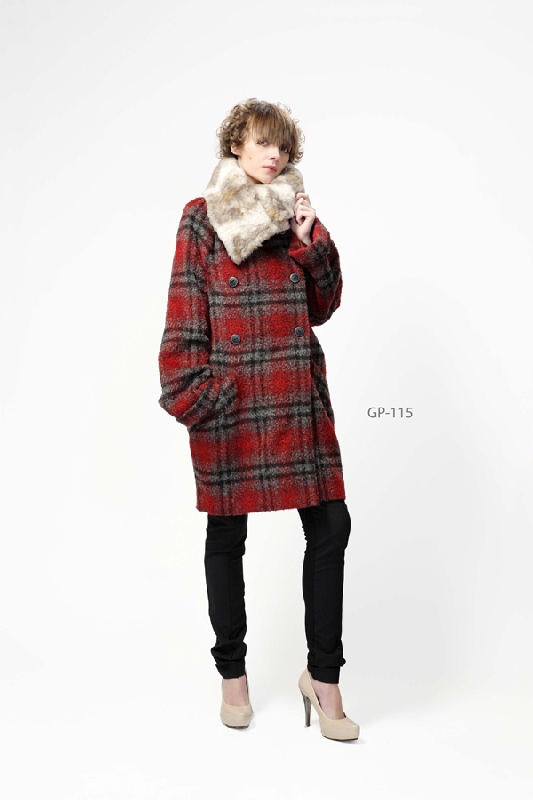 Пальто из клетчатого драпа