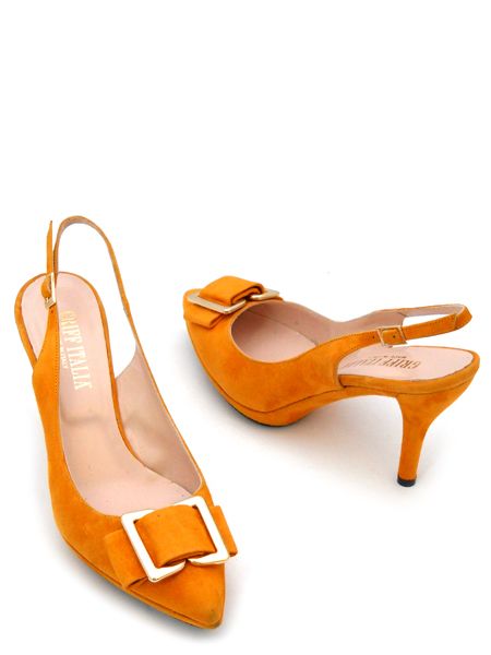 Замшевые босоножки ярко-оранжевого цвета