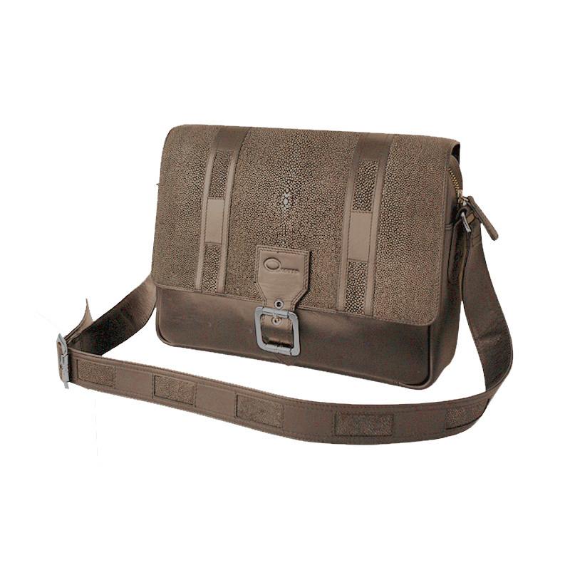 Мужской портфель из кожи ската коричневый