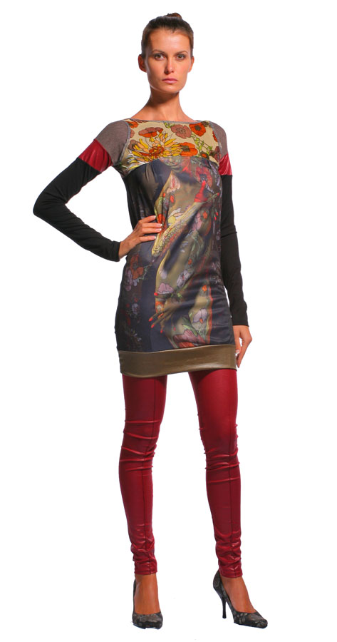 Леггинсы бордо с эффектом кожи