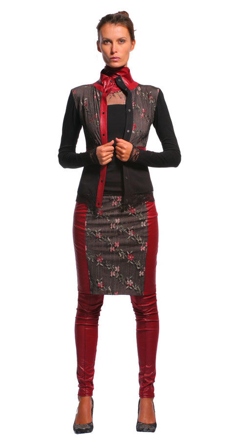 Юбка-карандаш бордо