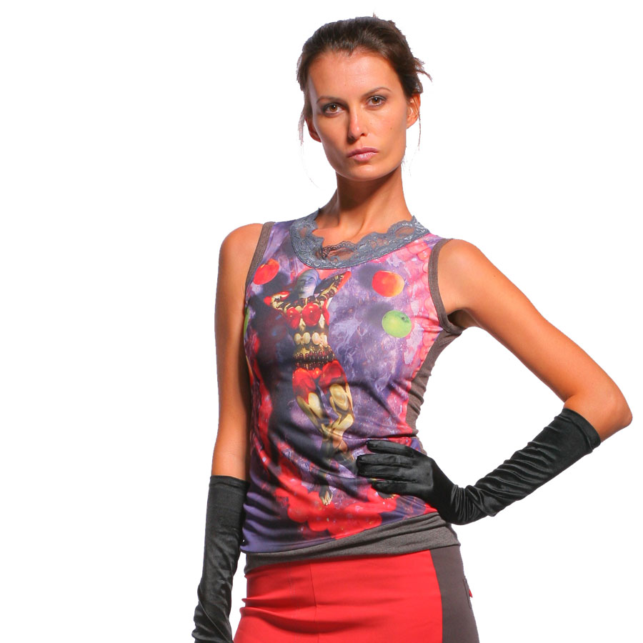 Топ без рукавов Яблоки с кружевом