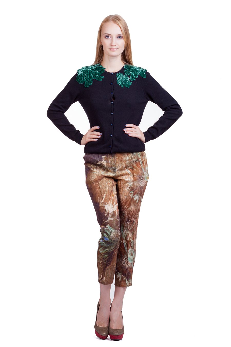 Эффектные брюки из принтованной шерсти