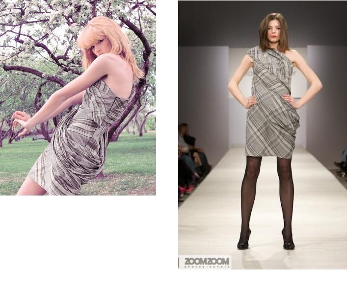 Платье с открытым плечом клетчатое