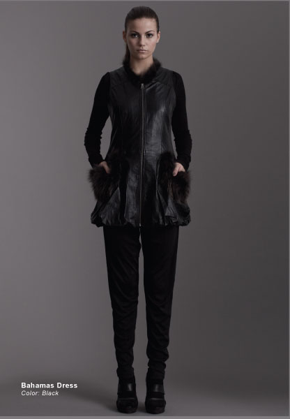 Удлиненный черный жилет с мехом на молнии от KayCee Copenhagen