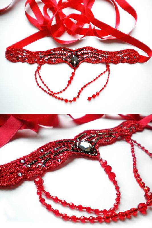 КОЛЬЕ Колье "Red" на лентах