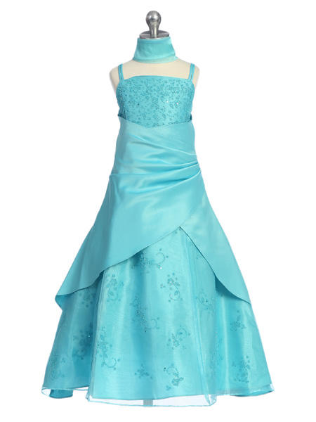 Детское платье "Роза" бирюзовое