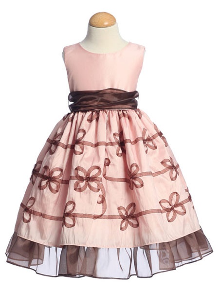 Детское платье "Агата" розовое с коричневым