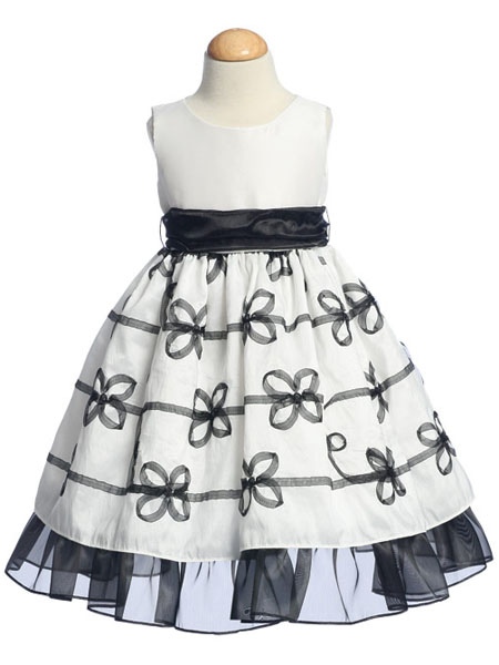 Детское платье "Агата" белое с черным
