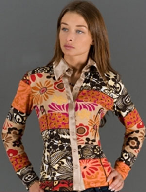 Трикотажная блуза с цветочным рисунком