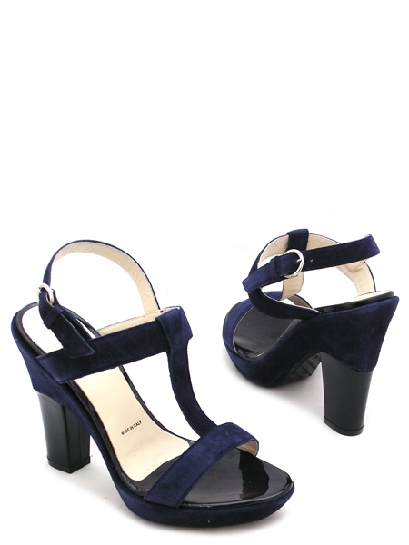 Босоножки замшевые темно-синие