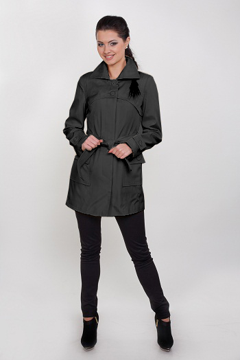 Стильный укороченный плащ с отрезной кокеткой