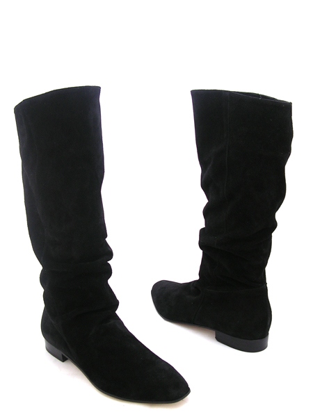 Сапоги осенние замшевые черные