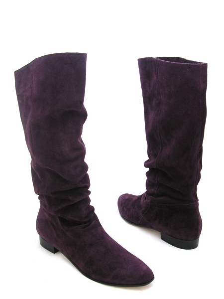 Сапоги весенние замшевые сливовые