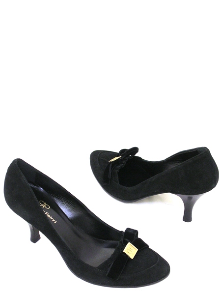 Туфли вечерние замшевые с бантиком